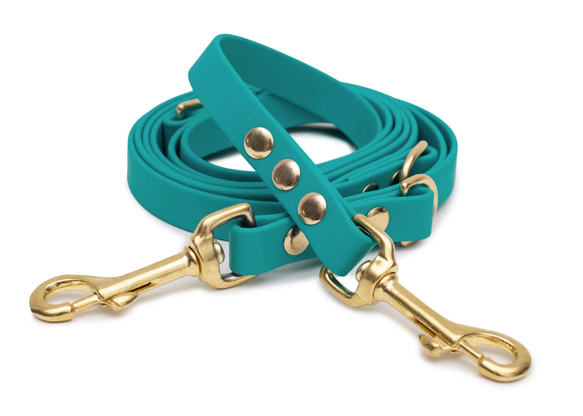 Biothaneleine Türkis 16mm / 3m / Bolzenkarabiner Gold von EMMY&PEPE