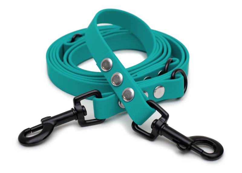 Biothaneleine Türkis 20mm / 2.50m / Bolzenkarabiner Schwarz von EMMY&PEPE