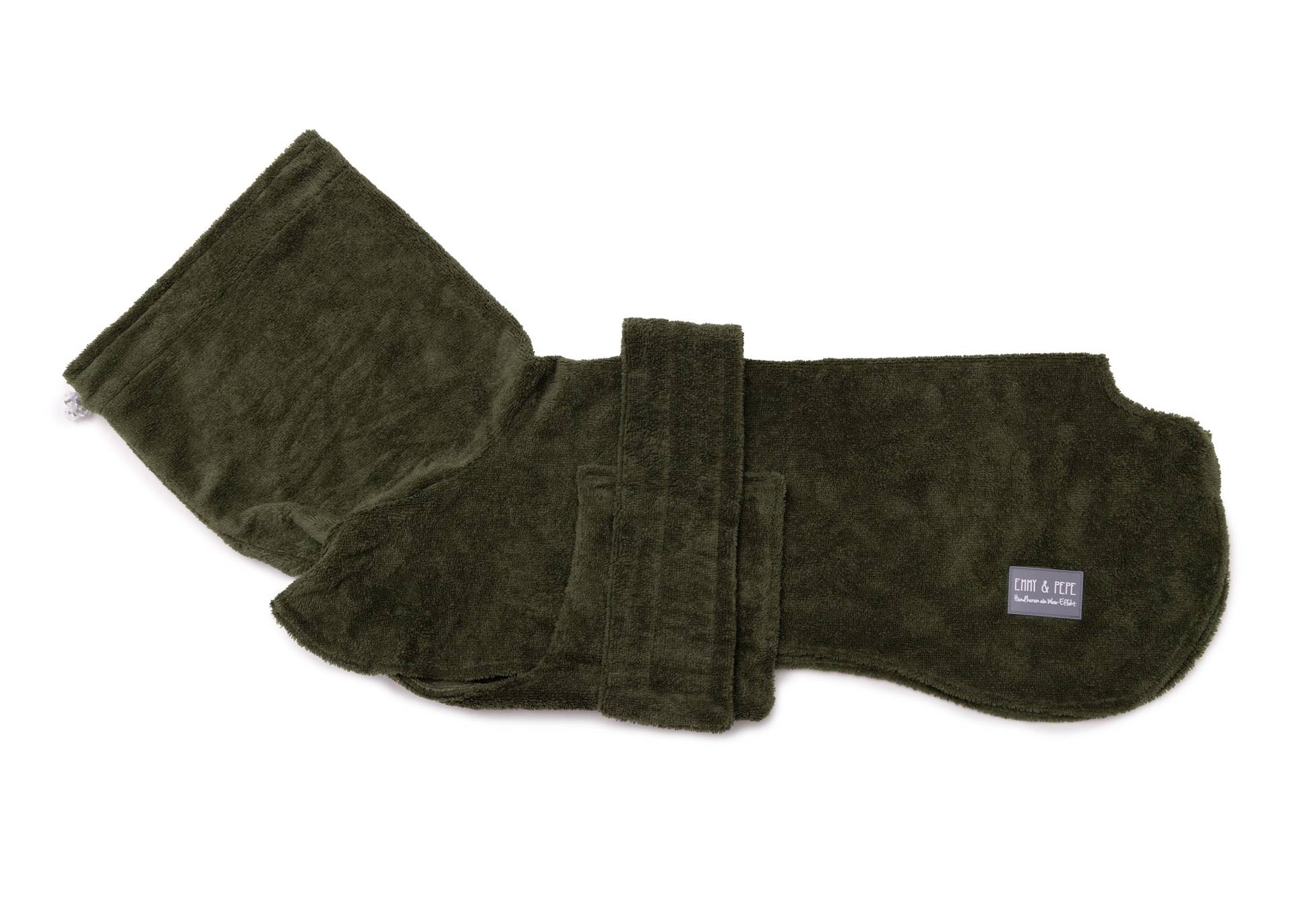 Hundebademantel aus Bambusfaser Olive S long Hundebademantel aus Bambusfaser Olive S long von EMMY&PEPE