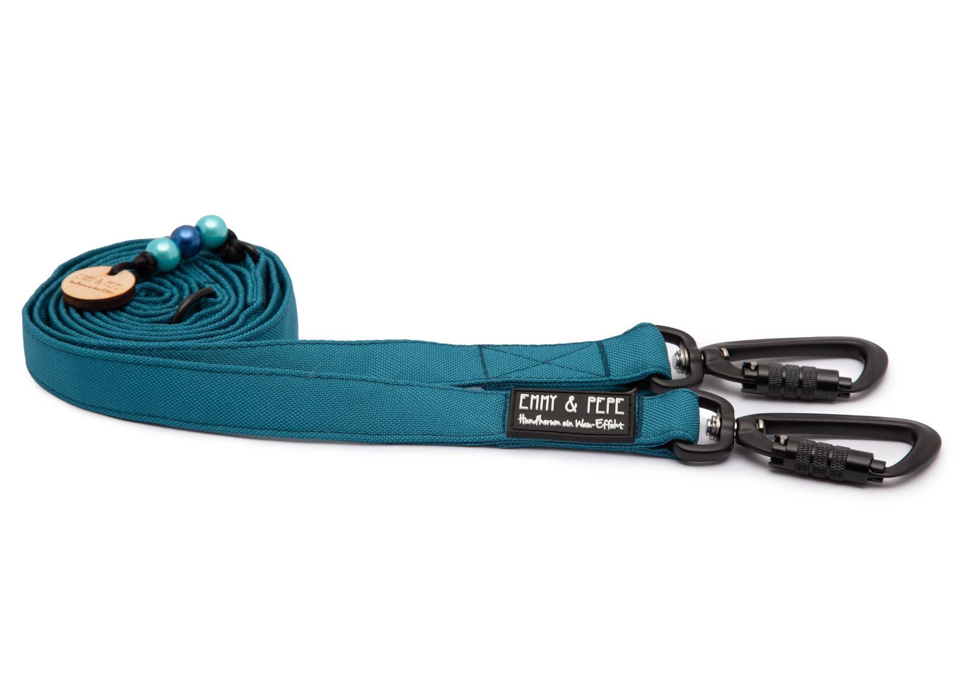 Hundeleine Aqua mit Sicherheitskarabiner von EMMY&PEPE