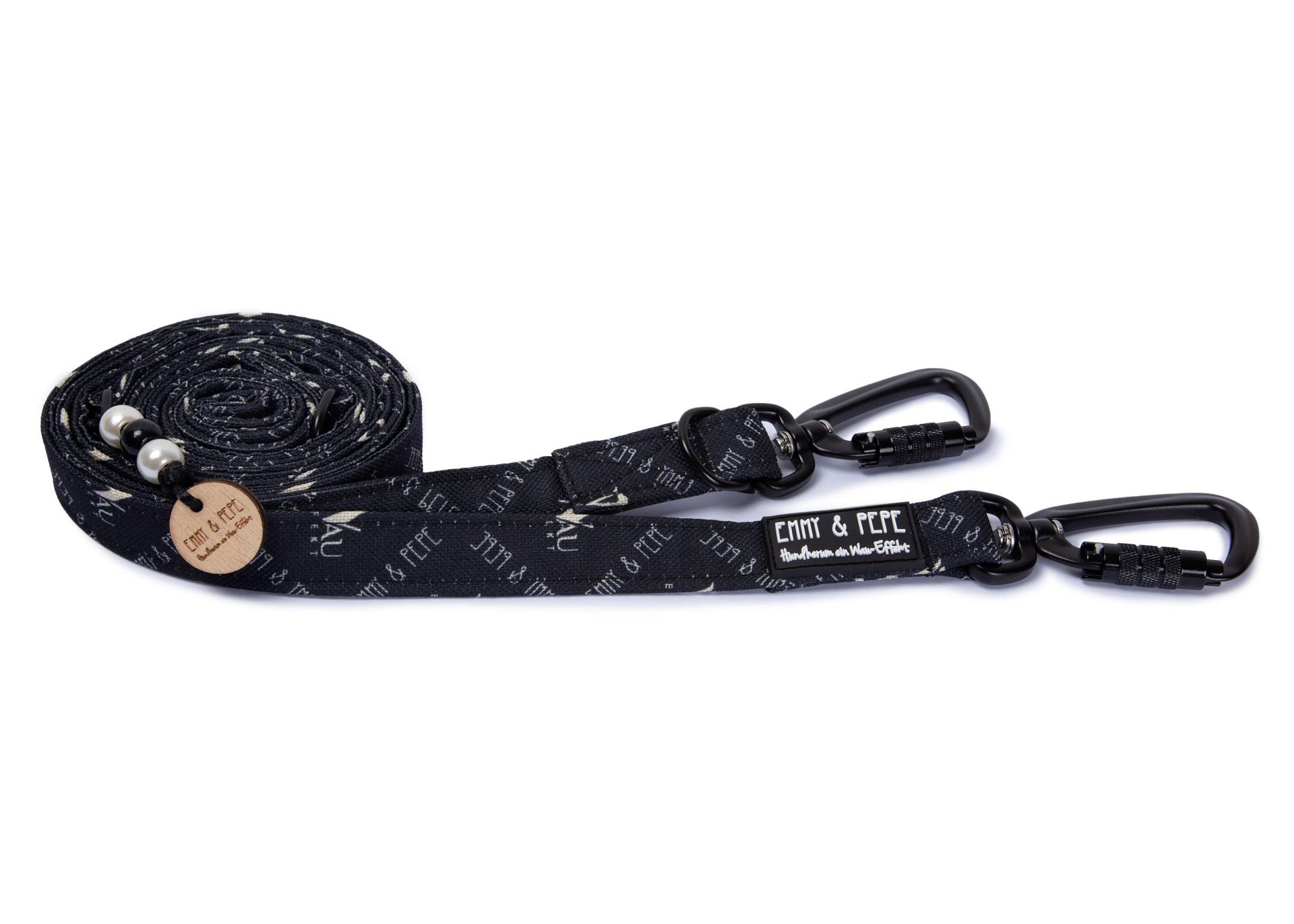 Hundeleine "Wau-Effekt" Black mit Sicherheitskarabiner von EMMY&PEPE