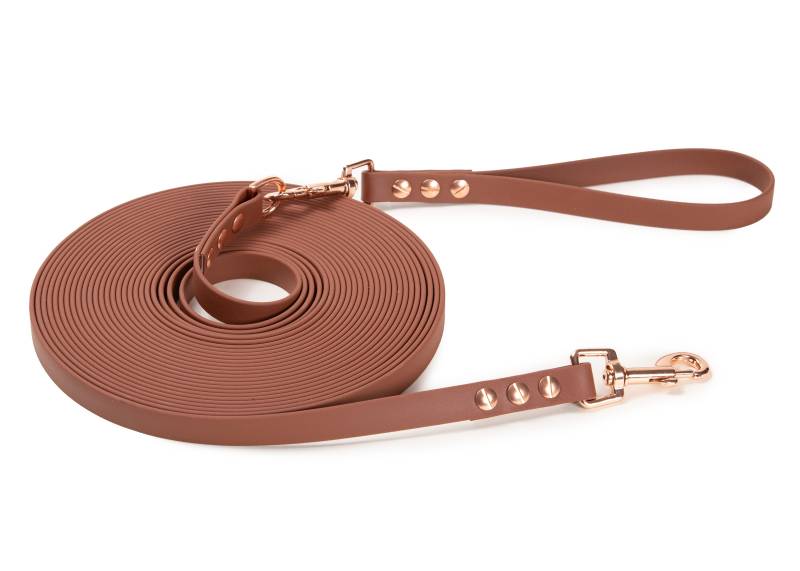 Schleppleine Super Flex Braun - Hunde bis 15kg Rosegold / 5m / Mit abnehmbarer Handschlaufe von EMMY&PEPE