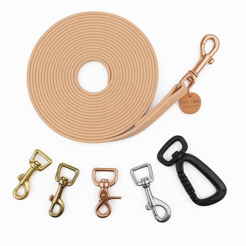 Schleppleine Superflex Nude - Hunde bis 15kg 5m-Bolzenkarabiner Rainbow-abnehmbare Handschlaufe von EMMY&PEPE