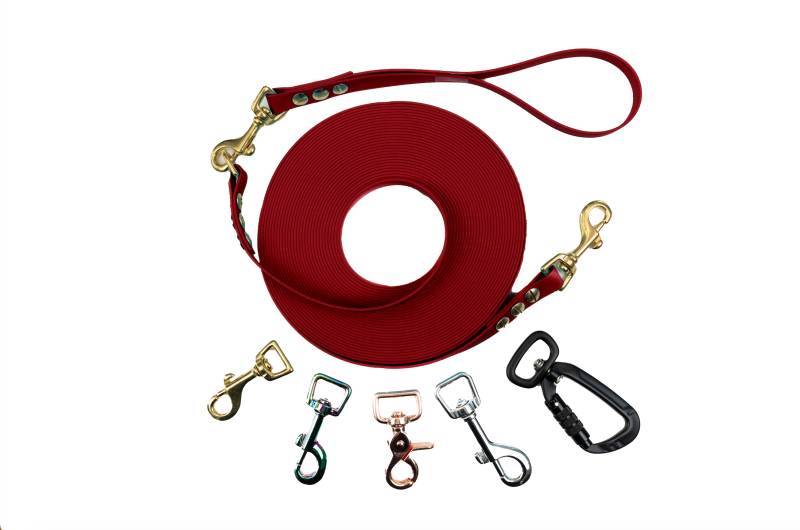 Schleppleine mit abnehmbarer Handschlaufe Bordeaux 10m / 16mm / Silber von EMMY&PEPE