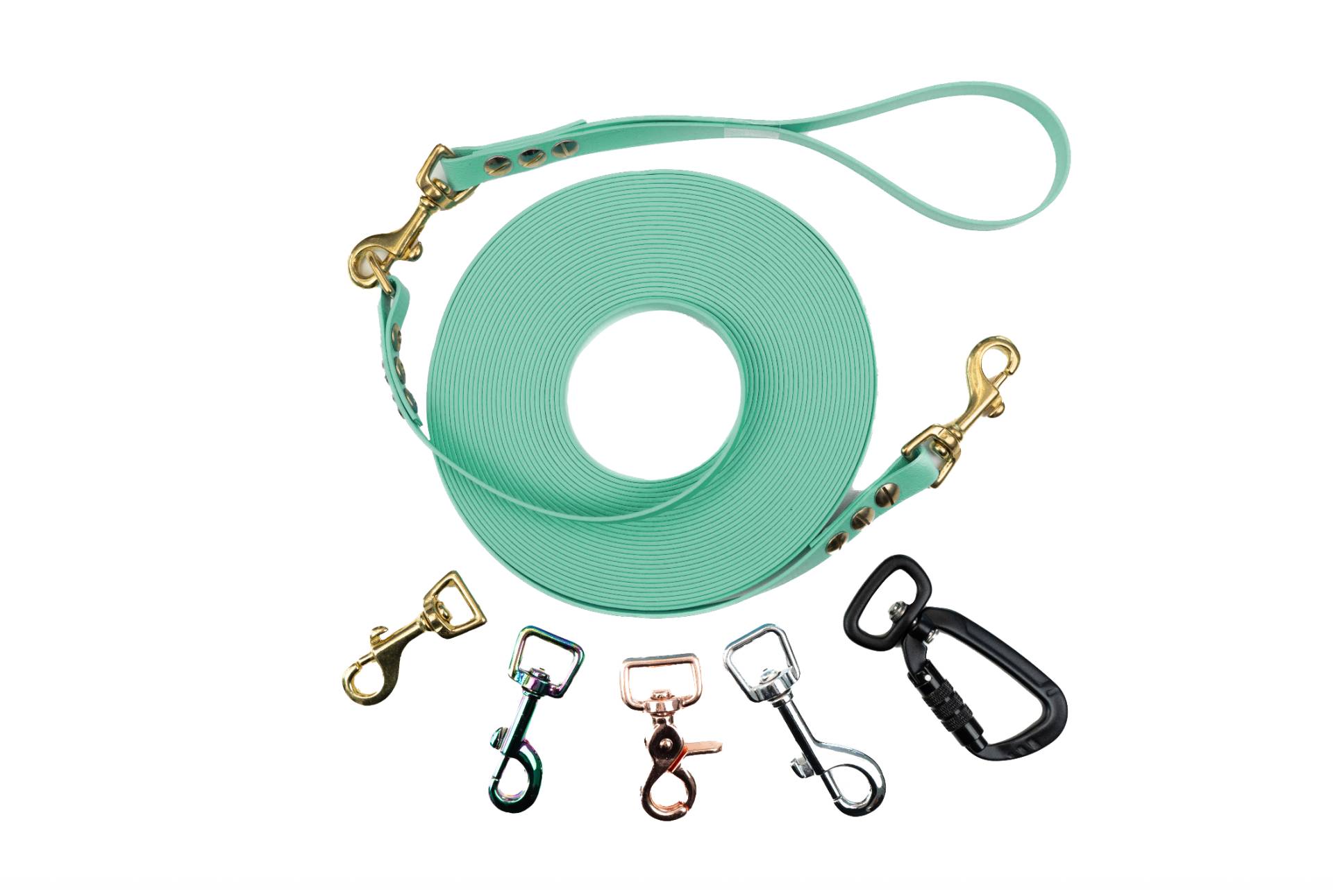 Schleppleine mit abnehmbarer Handschlaufe Mint 10m / 20mm / Silber Schleppleine mit abnehmbarer Handschlaufe Mint 10m / 20mm / Silber von EMMY&PEPE