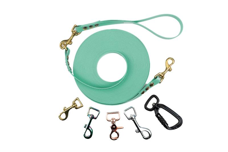 Schleppleine mit abnehmbarer Handschlaufe Mint 10m / 20mm / Silber von EMMY&PEPE