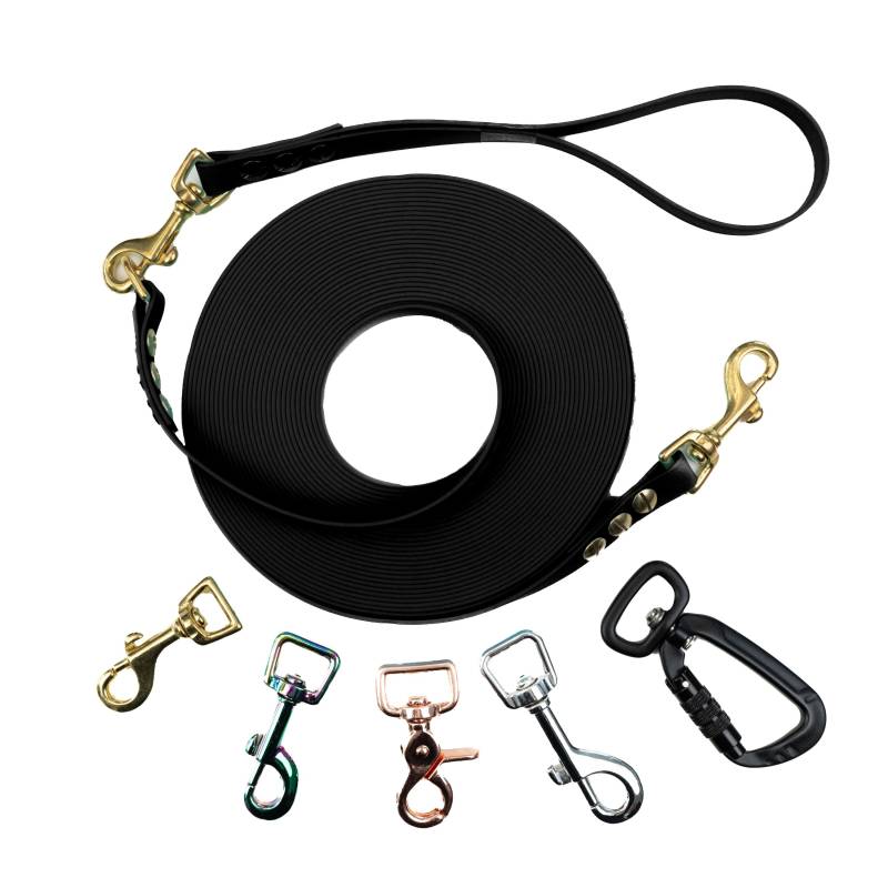 Schleppleine mit abnehmbarer Handschlaufe Schwarz 10m / 16mm / Rosegold Schleppleine mit abnehmbarer Handschlaufe Schwarz 10m / 16mm / Rosegold von EMMY&PEPE