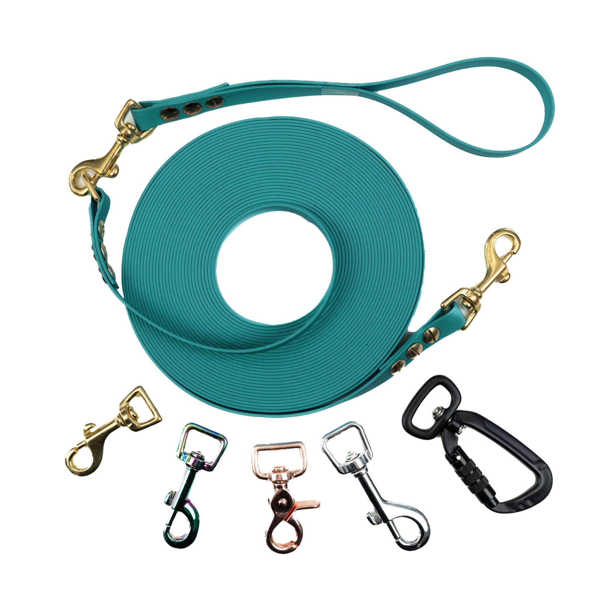 Schleppleine mit abnehmbarer Handschlaufe Türkis 10m / 16mm / Silber Schleppleine mit abnehmbarer Handschlaufe Türkis 10m / 16mm / Silber von EMMY&PEPE