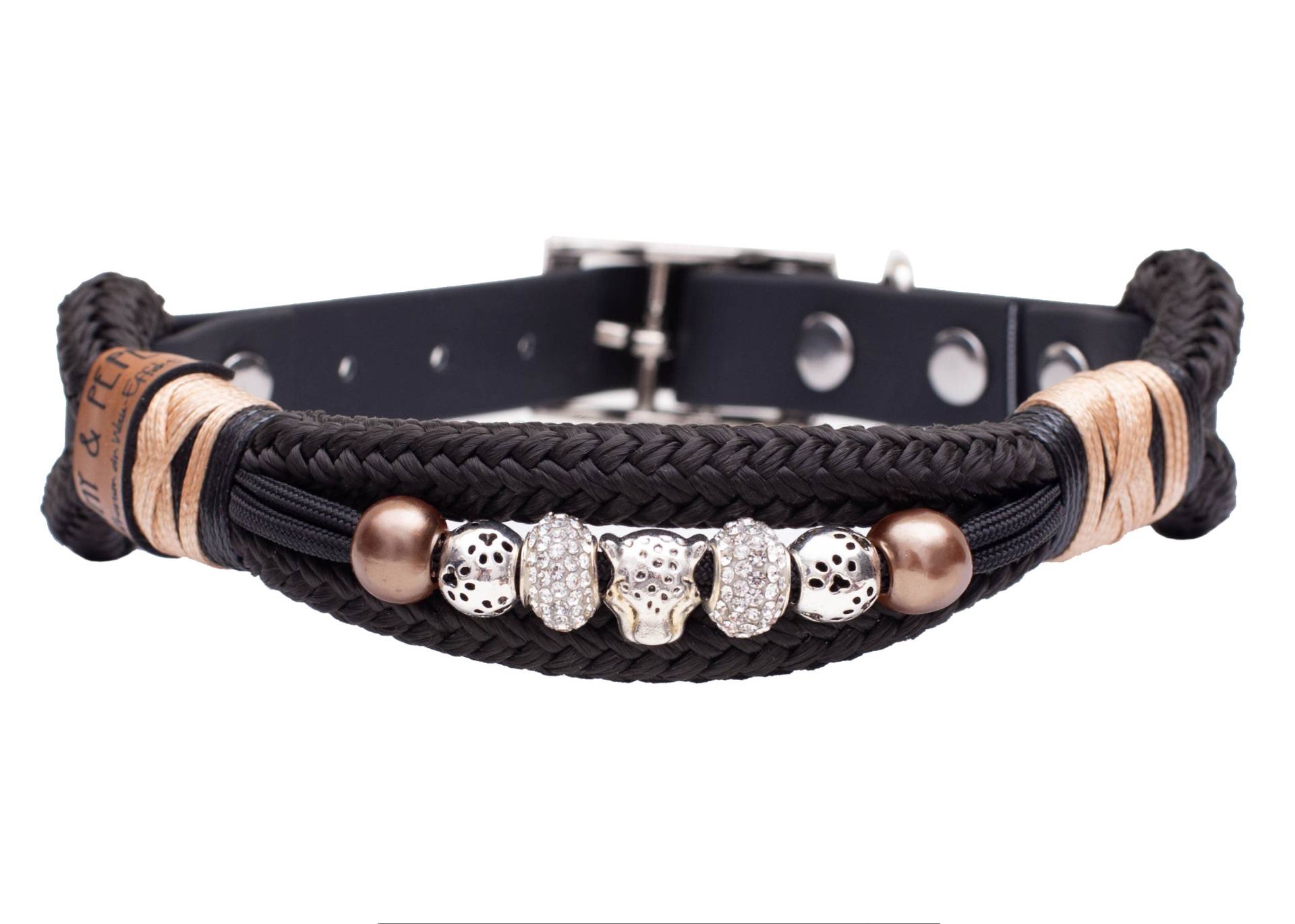 Tauhalsband mit Perlen Black XL (49-59cm) von EMMY&PEPE