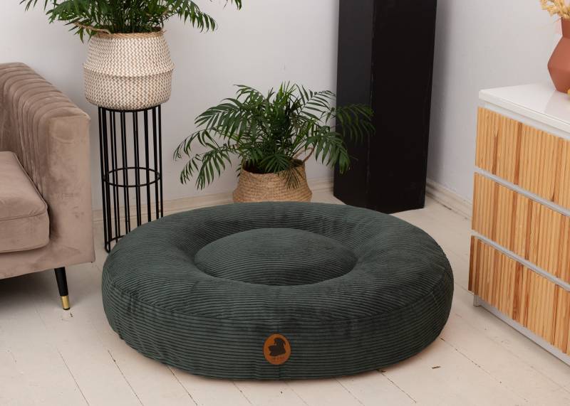 Wau-Bed Cord Green / Oval / M (100x80cm) von EMMY&PEPE