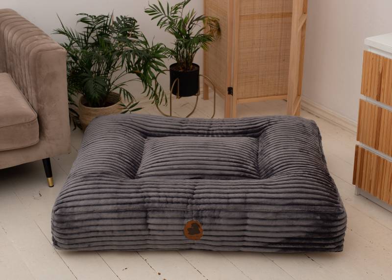 Wau-Bed Kuschelcord Dark Grey / Eckig / S (80x60cm) von EMMY&PEPE