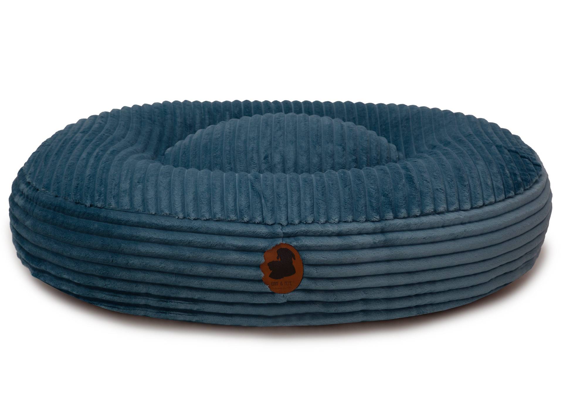 Wau-Bed Kuschelcord Jeans / Oval / S (80x60cm) von EMMY&PEPE