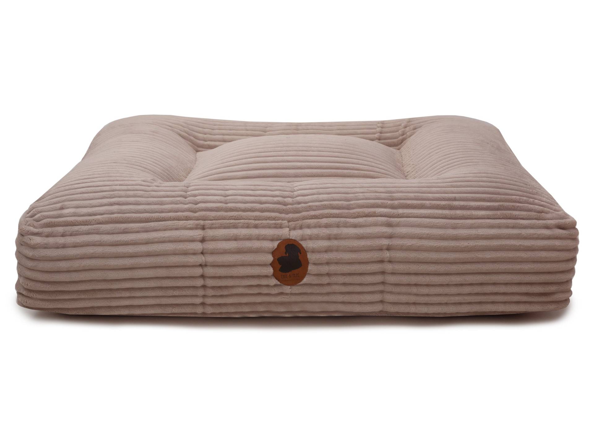 Wau-Bed Kuschelcord Taupe / Eckig / M (100x80cm) von EMMY&PEPE