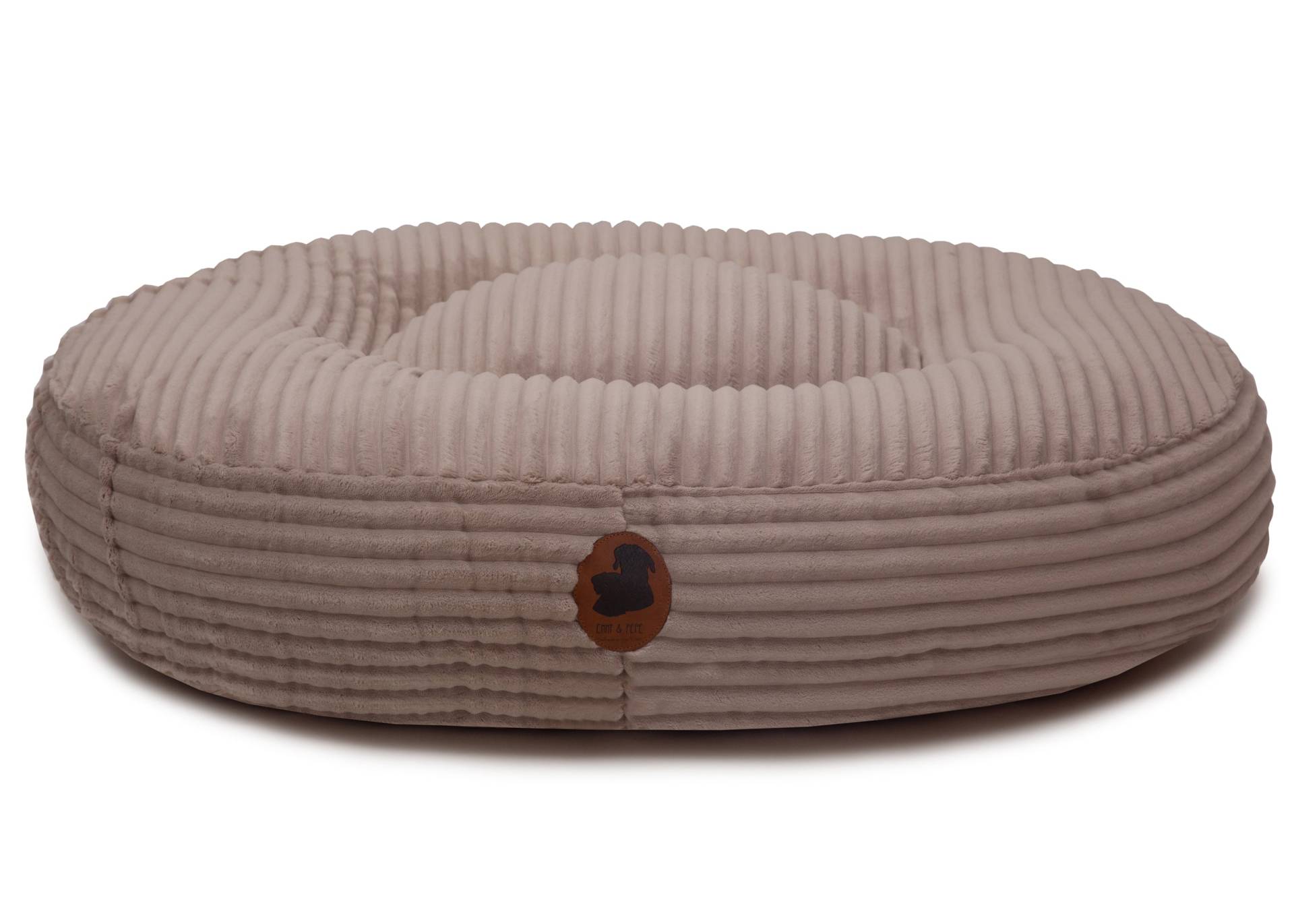 Wau-Bed Kuschelcord Taupe / Oval / XL (140x120cm) von EMMY&PEPE