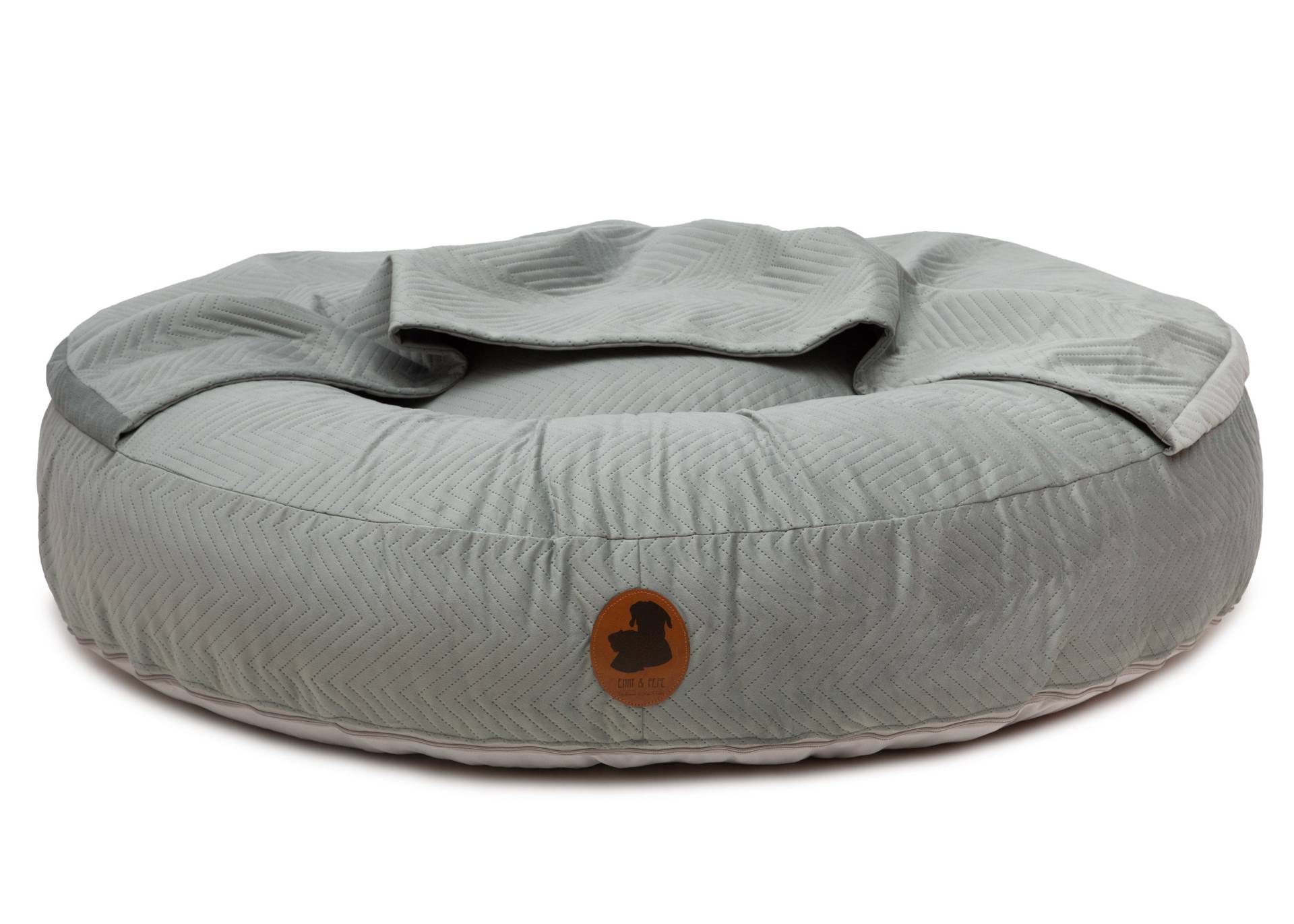 Wau-Bed mit Höhle ZickZack Mint / Oval / S (80x60cm) von EMMY&PEPE