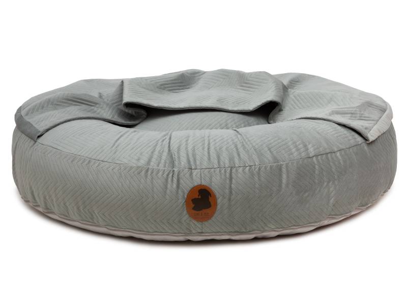 Wau-Bed mit Höhle ZickZack Mint / Oval / S (80x60cm) von EMMY&PEPE