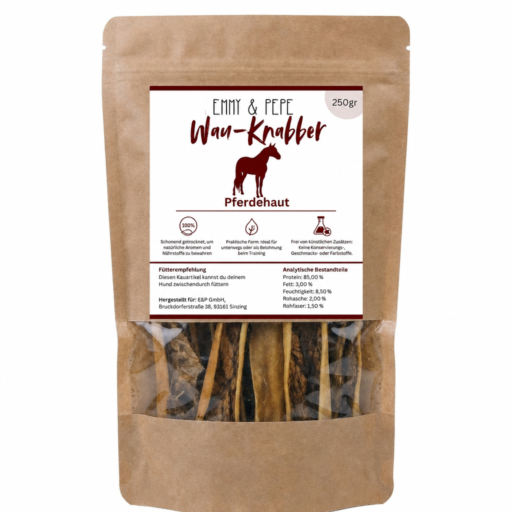 Wau-Knabber Pferdehaut 250 g Wau-Knabber Pferdehaut 250 g von EMMY&PEPE