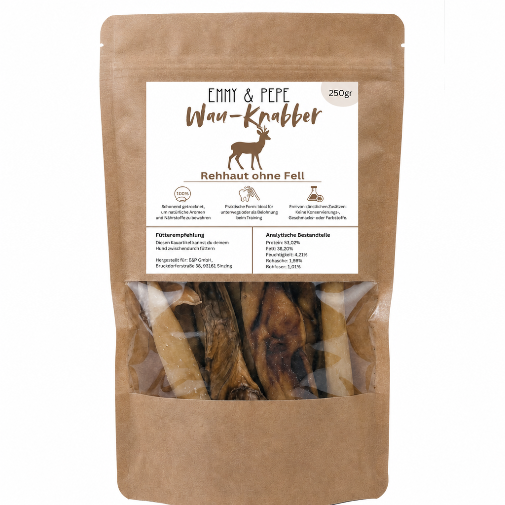 Wau-Knabber Rehhaut ohne Fell 250 g Wau-Knabber Rehhaut ohne Fell 250 g von EMMY&PEPE