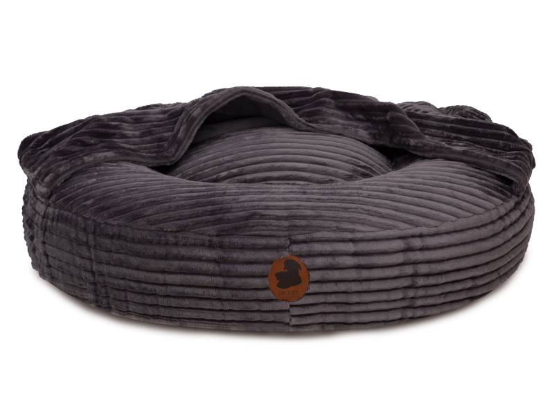 Wechselbezug mit Höhle Kuschelcord Dark Grey / Oval / XL (140x120cm) von EMMY&PEPE