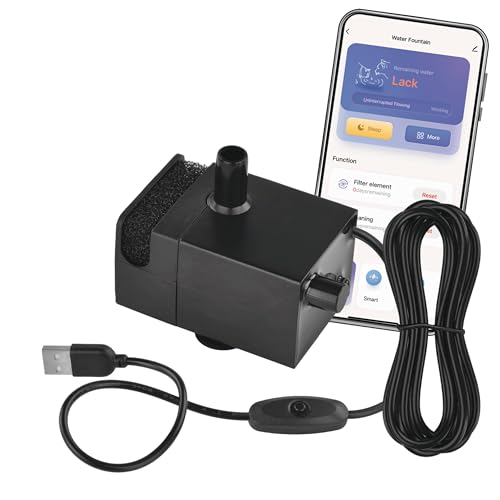 EMOS - GoSmart Ersatzpumpe für smarten Katzenbrunnen inkl. Ladekabel und Schaumfilter - Pet Care Wasserpumpe geeignet für GoSmart Wasserbrunnen H6102 - schwarz von EMOS