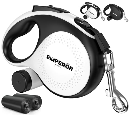 Emperor Pets Aura BW26 einziehbare Hundeleine, strapazierfähig, einziehbar, mit rutschfestem Griff, reflektierend, für mittelgroße bis große Hunde bis zu 50 kg, Weiß Emperor Pets Aura BW26 einziehbare Hundeleine, strapazierfähig, einziehbar, mit rutschfestem Griff, reflektierend, für mittelgroße bis große Hunde bis zu 50 kg, Weiß von EMPEROR PETS