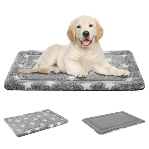 EMPSIGN Hundebett Mittelgroße Hunde, Waschbar Hundekissen (kühl und warm), Hundematte aus hochdichtem Schaumstoff für Käfige, grau, 76x51x2.8cm von EMPSIGN