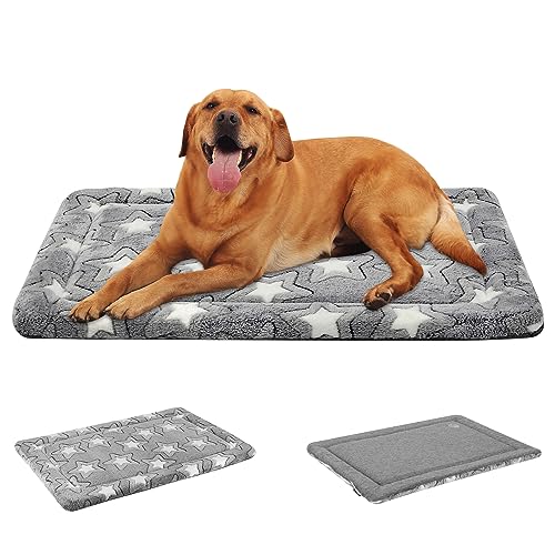 EMPSIGN Hundebett Grosse Hunde, Waschbar Hundekissen (kühl und warm), Hundematte aus hochdichtem Schaumstoff für Käfige, grau, 107x71x2.8cm von EMPSIGN