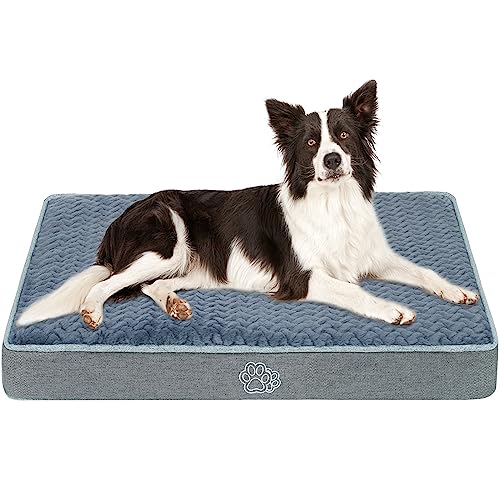 EMPSIGN Hundebett, Plüsch-Hundebetten für große Hunde, wendbare Jumbo-Haustierkisten-Matratze mit abnehmbarem, waschbarem Bezug, geeignet für 40,8 kg Hunde, 106,7 x 71,1 x 7,6 cm, Steingrau von EMPSIGN