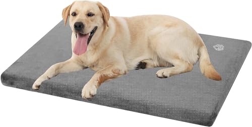 EMPSIGN Hundebett Grosse Hunde Hundekissen waschbar, Hundebett Wasserdicht XL 104x71x7.6cm, Hundekissen passend für Käfige, Hundematte mit Abnehmbarem und waschbarem Bezug für große Hunde, Grau von EMPSIGN