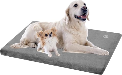 EMPSIGN Hundebett Grosse Hunde Hundekissen waschbar, Hundebett Wasserdicht XXL 119x74x7.6cm, Hundekissen passend für Käfige, Hundematte mit Abnehmbarem und waschbarem Bezug für große Hunde, Grau von EMPSIGN