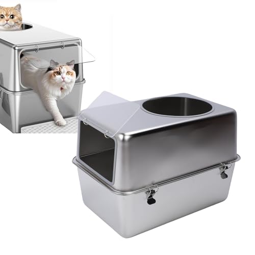 EMUKOEP Edelstahlkatze Katzentoilette Metallkätzchen Katzentoilette mit Deckel mit Hoher Seitensteuergeruchskontrolle mit Deckel EMUKOEP Edelstahlkatze Katzentoilette Metallkätzchen Katzentoilette mit Deckel mit Hoher Seitensteuergeruchskontrolle mit Deckel von EMUKOEP