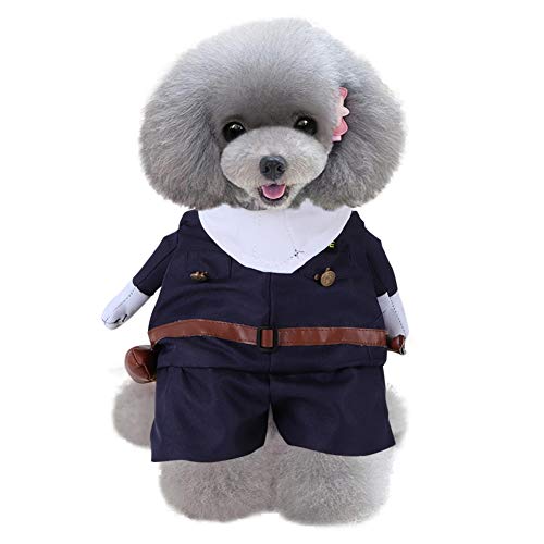 EMUKOEP Haustier-Kostüm, Polyester, Niedliche Haustier-Halloween-Kleidung, Arzt, Polizei, Aufrechtes Kostüm, Verkleidung für Katzen, Hunde (XL marineblaue Polizei) von EMUKOEP