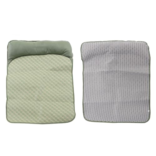 EMUKOEP Hundekühl Matte Atmungsaktiv Tragbarer Rattanbett Haustier Sommerschlafmatte mit Nackenstütze (Grün L) von EMUKOEP