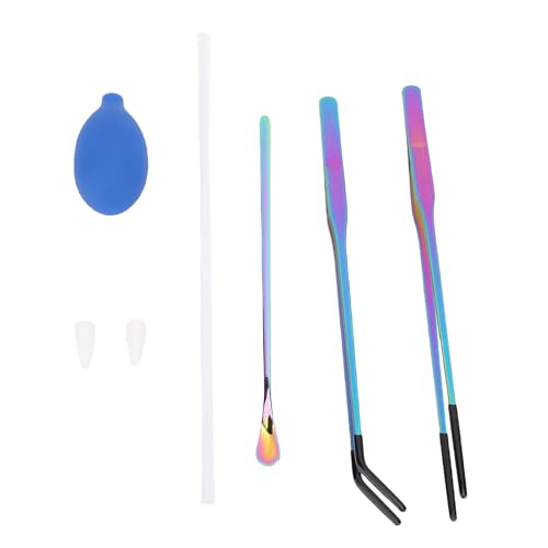 EMUKOEP Pet Feeder Tool Kit Edelstahl Aquarium -Pinzetten mit Silikonspitze, Wasserpflanzer -Fütterungstropper für Haustiere und Gartenarbeit von EMUKOEP