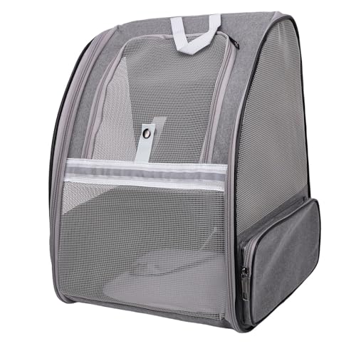 EMUKOEP Tragbarer Haustier -Reiseträger, Atmungsaktives Faltbares, Leichtes Multifunktionales Welpen -Rucksack für die Reise mit Gepolsterten Trägern für Katzen und Hunde, Polyester, 43 (Grau) von EMUKOEP