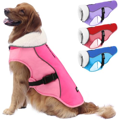 EMUST Dog Coat Winter, Warm Dog Snow Jacket for Winter, Adjustable Small/Medium/Large Dog Coat/s for Winter, New Pink, L von EMUST