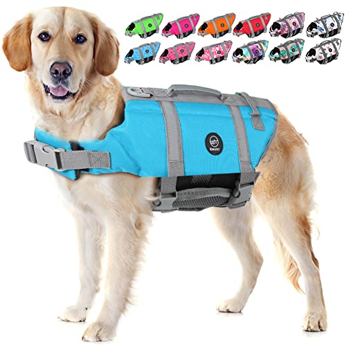 EMUST Dog Life Preserver, Dog Flotation Vest zum Schwimmen, Beach Bootfahren mit hohem Auftrieb, Dog Flotation Vest für kleine/mittelgroße/große Hunde, neu Solid Blue, M von EMUST