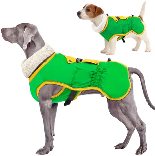 EMUST Dog Winter Coat, Dog Winter Jacket for Small Medium Large Dogs,Green S von EMUST