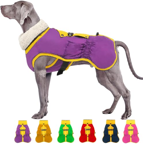 EMUST Dog Winter Coat, Dog Winter Jacket for Small Medium Large Dogs,Purple L von EMUST