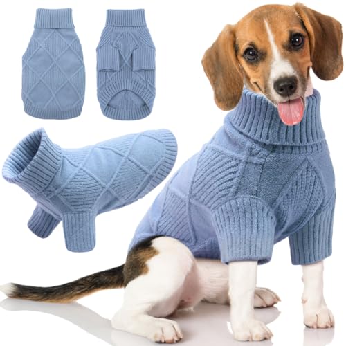 EMUST Großer Hundepullover, kuschelige Hundepullover für große Hunde mit Ärmeln, Dehnbare Hundekleidung für Weihnachten & Urlaub, Blau XXL von EMUST