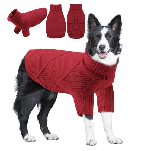 EMUST Haustierpullover, Hundepullover für große Hunde mit Ärmeln, warmer Hundepullover für kaltes Wetter, Rot, Größe 4XL EMUST Haustierpullover, Hundepullover für große Hunde mit Ärmeln, warmer Hundepullover für kaltes Wetter, Rot, Größe 4XL von EMUST