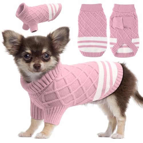 EMUST Hunde Pullover Kleine Hund, Weiche Katzenpullover mit Rollkragen, Dehnbarer Kleiner Hundepullover für Sphynx, Chihuahuas, Bulldogge, Rosa S von EMUST