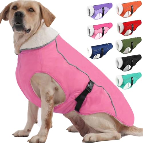 EMUST Hundemantel, Winddichte Hundebekleidung für kaltes Wetter, Reflektierende Wintermäntel für Hunde, Warme Welpenjacke für Kalten Winter, Rosa, S von EMUST