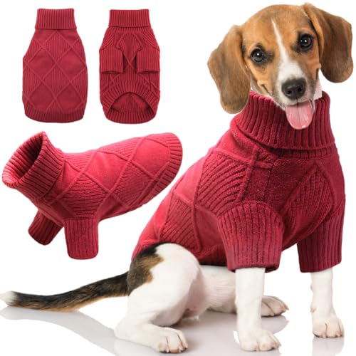 EMUST Hundepullover für große Hunde, elastischer großer Hundepullover mit Ärmeln, weicher Hunde-Rollkragenpullover für Herbst & Winter, Rot XL von EMUST