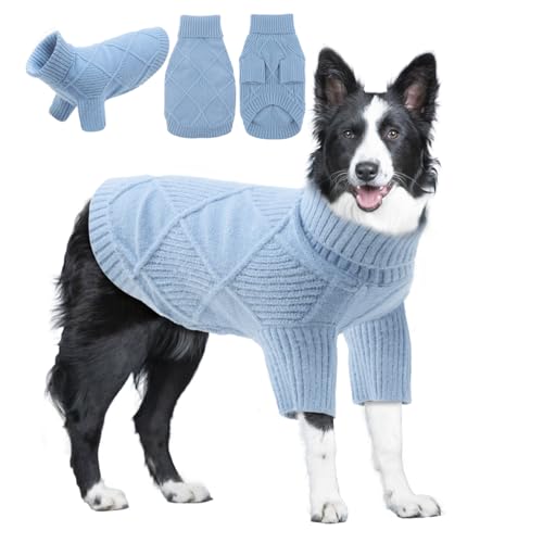 EMUST Hundepullover für große Hunde, elastischer großer Hundepullover mit Ärmeln, weicher Rollkragenpullover für Herbst und Winter, Blau, Größe 3XL EMUST Hundepullover für große Hunde, elastischer großer Hundepullover mit Ärmeln, weicher Rollkragenpullover für Herbst und Winter, Blau, Größe 3XL von EMUST