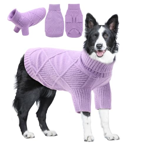 EMUST Hundepullover für große Hunde, elastischer großer Hundepullover mit Ärmeln, weicher Rollkragenpullover für Herbst und Winter, Lila, Größe 3XL EMUST Hundepullover für große Hunde, elastischer großer Hundepullover mit Ärmeln, weicher Rollkragenpullover für Herbst und Winter, Lila, Größe 3XL von EMUST