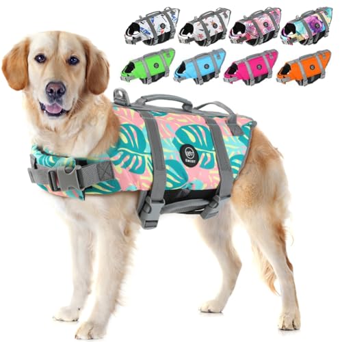 EMUST Hundeschwimmweste, Verstellbare Hundeschwimmweste mit Rettungshandhabung Hundeschwimmweste für kleine/mittlere/große Hunde, XS, Grün Blätter EMUST Hundeschwimmweste, Verstellbare Hundeschwimmweste mit Rettungshandhabung Hundeschwimmweste für kleine/mittlere/große Hunde, XS, Grün Blätter von EMUST