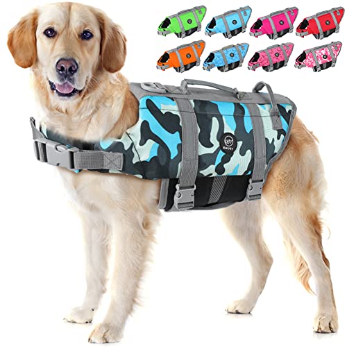 EMUST Hundeschwimmweste, Verstellbare Hundeschwimmweste mit Rettungshandhabung Hundeschwimmweste für kleine/mittlere/große Hunde, XS, neu Blue Camouflage von EMUST