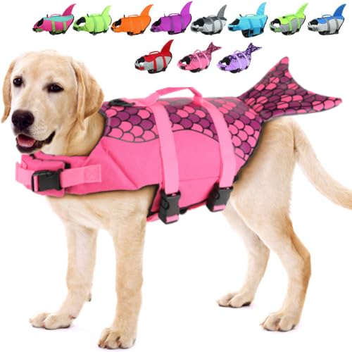 EMUST Large Dog Life Jacket, Dog Mermaid Life Vests for Swimming, Adjustable Dog Flotation Vest Swimsuits with Lift Handle for Small, Medium, Large Dogs, XL EMUST Large Dog Life Jacket, Dog Mermaid Life Vests for Swimming, Adjustable Dog Flotation Vest Swimsuits with Lift Handle for Small, Medium, Large Dogs, XL von EMUST