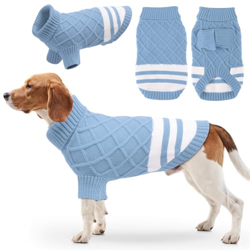 EMUST Pullover für Hunde, Niedlicher Haustier-Pullover mit Rollkragen & Ärmel, Warme Hundepullover für Mittelgroße Hunde für Indoor & Outdoor Aktivitäten, Blau L von EMUST